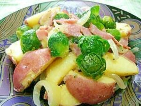 芽キャベツのにんにくバター炒め